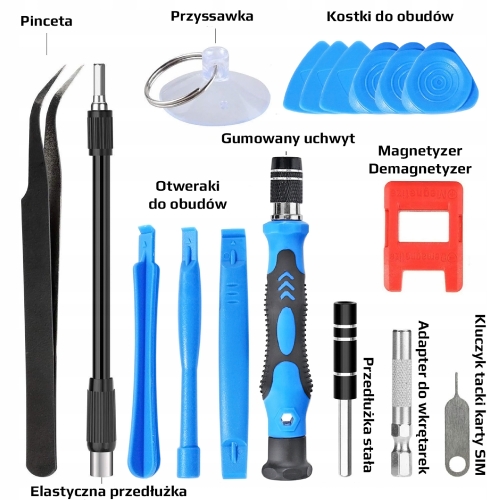 ZESTAW ŚRUBOKRĘTÓW PRECYZYJNYCH BITÓW WKRĘTAKI TORX OTWIERAKI SERWIS 115EL