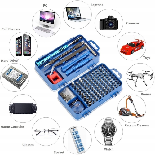 ZESTAW ŚRUBOKRĘTÓW PRECYZYJNYCH BITÓW WKRĘTAKI TORX OTWIERAKI SERWIS 115EL