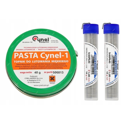 ZESTAW LUTOWNICZY CYNEL XL CYNA 2x 1mm 16g + PASTA TOPNIK DO LUTOWANIA SW26
