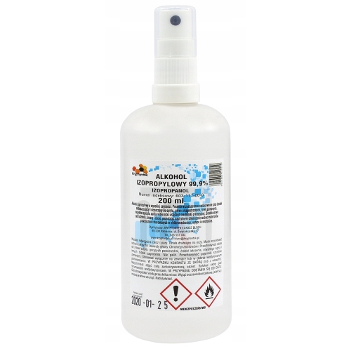 ALKOHOL IZOPROPYLOWY IZOPROPANOL IPA 99,9% CZYSTY DO ODTŁUSZCZANIA 200ml