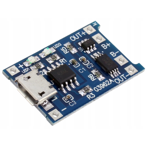 MODUŁ ŁADOWANIA OGNIW ŁADOWARKA AKUMULATORÓW Li-Ion 18650 TP4056 microUSB