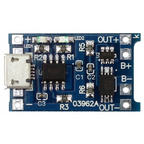 MODUŁ ŁADOWANIA OGNIW ŁADOWARKA AKUMULATORÓW Li-Ion 18650 TP4056 microUSB