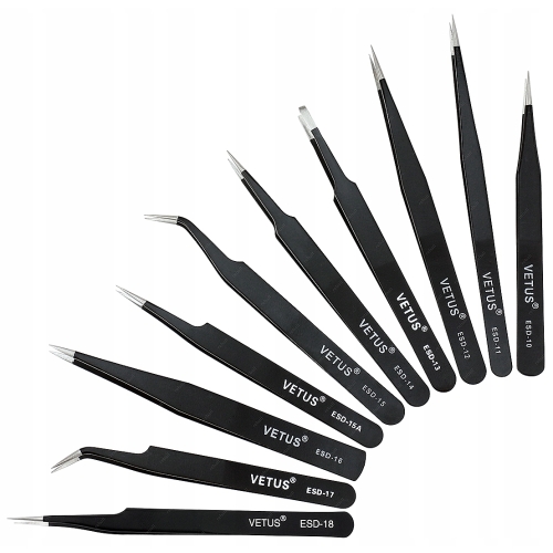 10x PĘSETA PRECYZYJNA PINCETA METALOWA PENSETA PROSTA BRWI VETUS ESD + ETUI