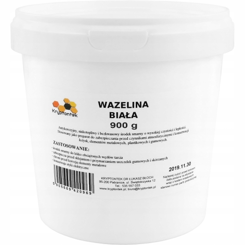 WAZELINA TECHNICZNA BIAŁA SMAROWANIE USZCZELEK BEZKWASOWA NISKOTOPLIWA 900g