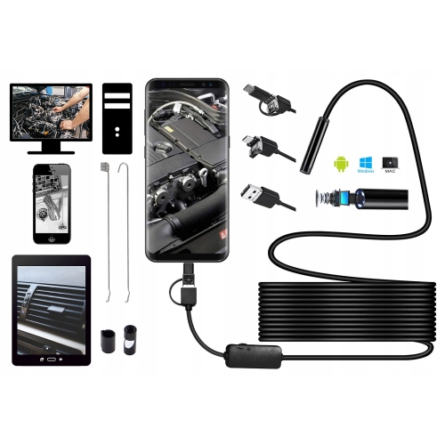 KAMERA INSPEKCYJNA HD ENDOSKOP USB OTG 8mm 10m