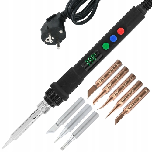 MOCNA LUTOWNICA PRECYZYJNA Z REGULACJĄ TEMP. I PAMIĘCIĄ S801B 80W +8 GROTÓW