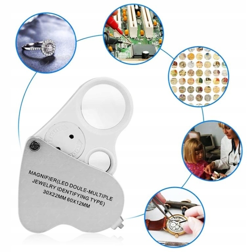 LUPA JUBILERSKA SZKŁO POWIĘKSZAJĄCE LED LUPA ZEGARMISTRZOWSKA MOC 60x 30x