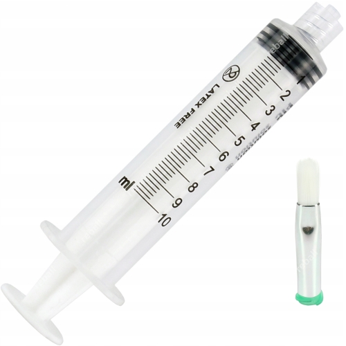 STRZYKAWKA 10ml PĘDZEL Z IGŁĄ DOZOWNICZĄ 18G 6mm
