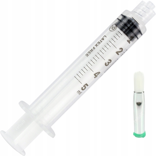 STRZYKAWKA 5ml PĘDZEL Z IGŁĄ DOZOWNICZĄ 18G 6mm