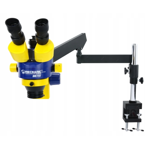 MIKROSKOP STEREOSKOPOWY TRIOKULAROWY MC75T-M1 45x PRZEGUB 9kg + MCN CTV2/5