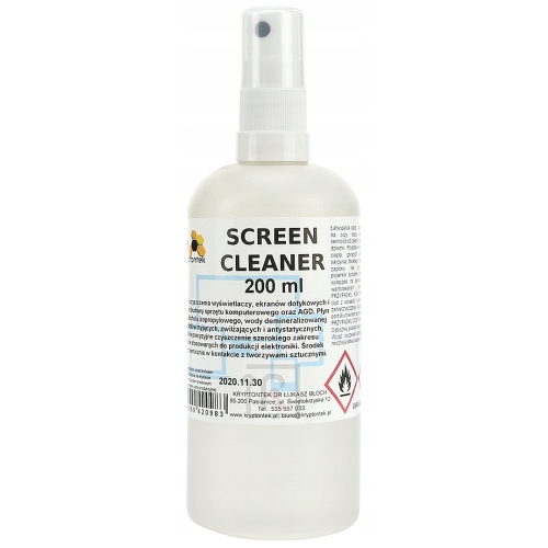 SCREEN CLEANER PŁYN DO CZYSZCZENIA MYCIA EKRANÓW WYŚWIETLACZY MONITOR 200ml