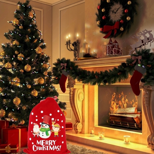 OPAKOWANIE NA PREZENT NA ŚWIĘTA PIĘKNY AKSAMITNY WOREK -MERRY CHRISTMAS XXL