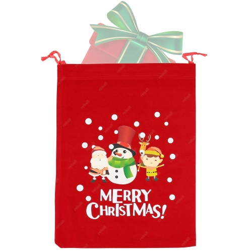 OPAKOWANIE NA PREZENT NA ŚWIĘTA PIĘKNY AKSAMITNY WOREK -MERRY CHRISTMAS XXL