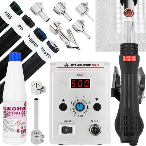 ZESTAW SPAWARKA DO PLASTIKU HOTAIR 858D PRO 700W SPOIWO ABS PP EPDM T2X IPA