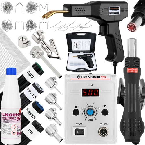 SPAWARKA DO PLASTIKU HOT AIR 858D PRO 700W + ZSZYWARKA 50W ZESTAW SPOIW XL