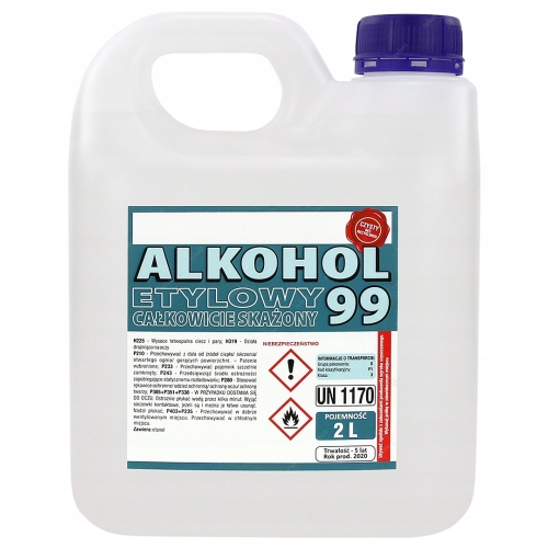 ALKOHOL ETYLOWY 99,9% ETANOL SPIRYTUS ODWODNIONY CAŁKOWICIE SKAŻONY 2L