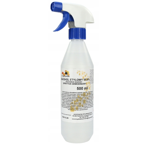 ALKOHOL ETYLOWY 99,9% ETANOL SPIRYTUS ODWODNIONY CAŁKOWICIE SKAŻONY 500ml