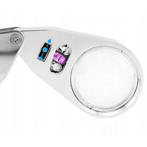 LUPA JUBILERSKA SZKŁO POWIĘKSZAJĄCE Z PODŚWIETLENIEM LED + UV METAL 40x25mm