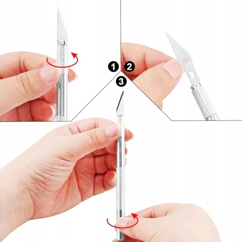 ZESTAW SKALPEL 11 PRECYZYJNY OSTRY SILVER HT NÓŻ MODELARSKI + 5X OSTRZE 11