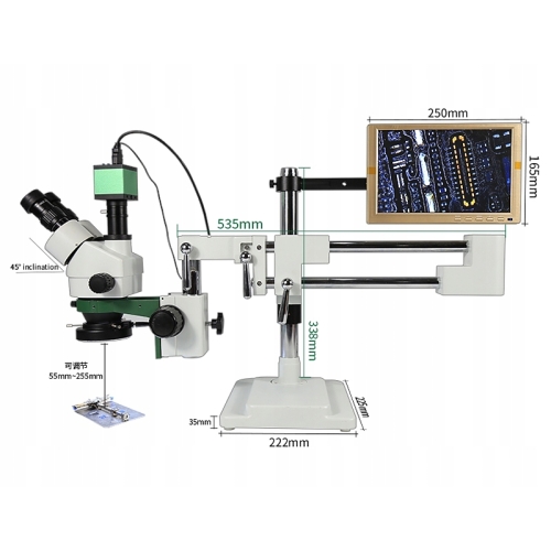 MIKROSKOP STEREOSKOPOWY TRINOKULAR BEST BST-X7 KAMERA 4K LCD UCHWYT 360°