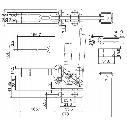 DOCISK ŚCISK ZACISK SZYBKOMOCUJĄCY GH-22185 250kg - ZASIĘG 16.5cm DO RAM