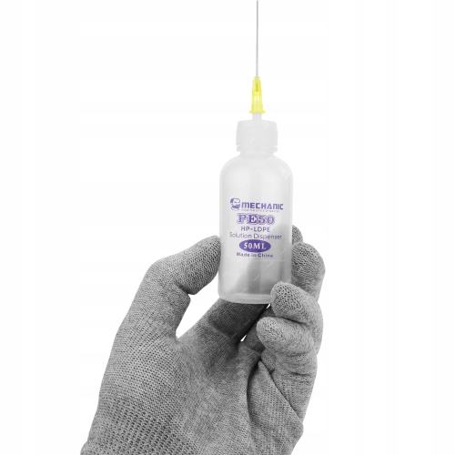 3x BUTELKA DOZOWNICZA NA PŁYNY CHEMIE ELEKTRONIKI HP-LDPE PE50 50ml+3x IGŁA