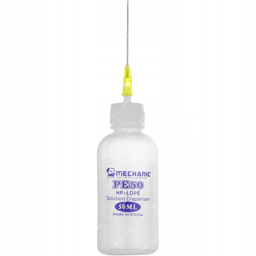 3x BUTELKA DOZOWNICZA NA PŁYNY CHEMIE ELEKTRONIKI HP-LDPE PE50 50ml+3x IGŁA