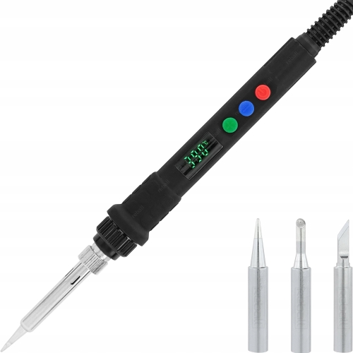 LUTOWNICA PRECYZYJNA KOLBOWA S801B 80W Z REGULACJĄ TEMPERATURY + 14 GROTÓW