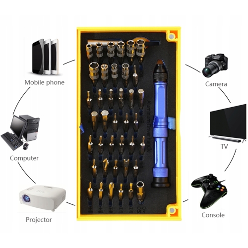 ZESTAW ŚRUBOKRĘTÓW PRECYZYJNYCH BITÓW TORX OTWIERAKÓW RT-163 TELEFONÓW 63w1