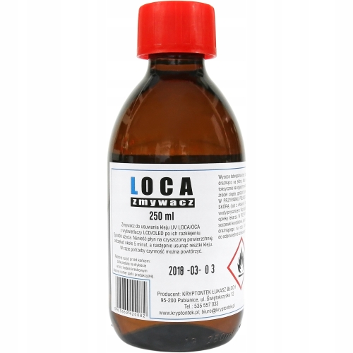 ZMYWACZ DO USUWANIA KLEJU Z WYŚWIETLACZY EKRANÓW LCD DYSPERGATOR LOCA 250ml