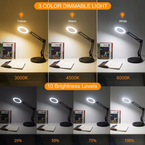 LUPA SZKŁO POWIĘKSZAJĄCE 105mm 3X LAMPA LED PIERŚCIENIOWA SERWISOWA 12W USB