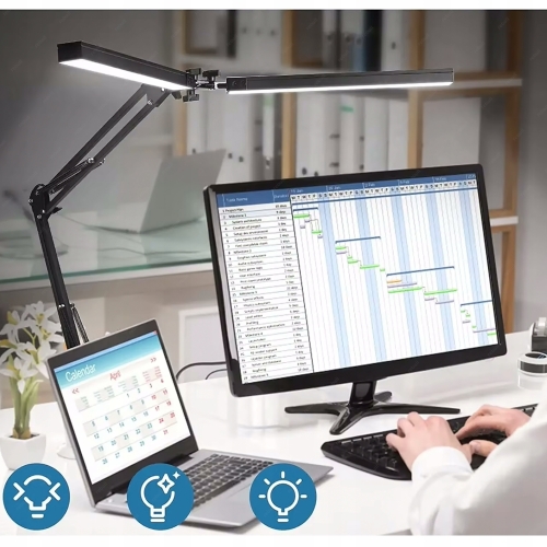 LAMPKA NA BIURKO LAMPA LED BIURKOWA PODWÓJNA SERWISOWA REGULOWANA 24W PILOT