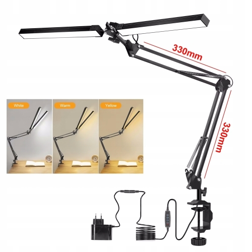 LAMPKA NA BIURKO LAMPA LED BIURKOWA PODWÓJNA SERWISOWA REGULOWANA 24W PILOT