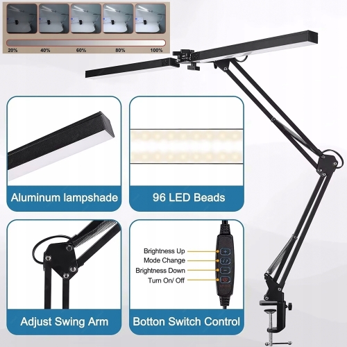 LAMPKA NA BIURKO LAMPA LED BIURKOWA PODWÓJNA SERWISOWA REGULOWANA 24W PILOT