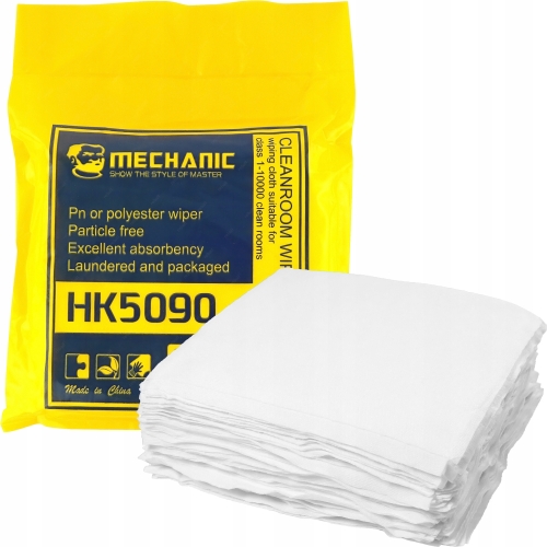 100x ŚCIERECZKI CHUSTECZKI BEZPYŁOWE ESD CHŁONNE MECHANIC HK5090 20x20 100g