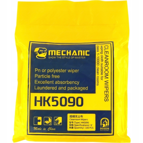 100x ŚCIERECZKI CHUSTECZKI BEZPYŁOWE ESD CHŁONNE MECHANIC HK5090 20x20 100g