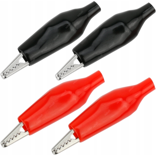 4SZT KROKODYLKI MIX 44mm IZOLOWANY NA KABEL HQ