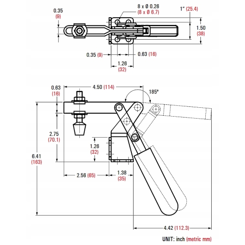DOCISK ŚCISK ZACISK SZYBKOMOCUJĄCY DLS-20820 100kg STOLARKA SPAWANIE RAMY