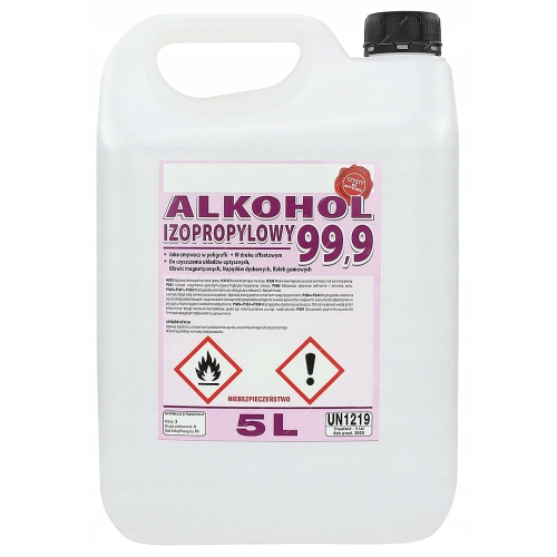 ALKOHOL IZOPROPYLOWY IZOPROPANOL IPA 5L 5000ml BARDZO CZYSTY ALKOHOL 99,9