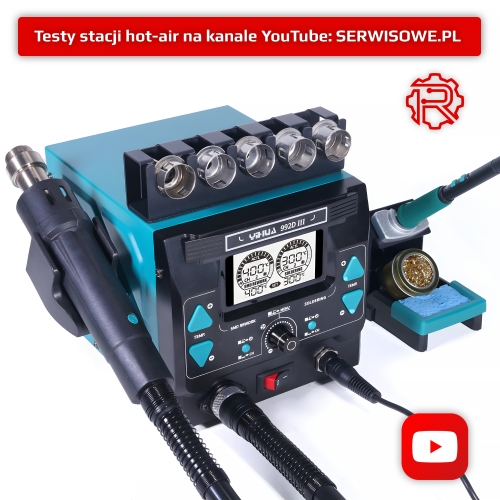 STACJA LUTOWNICZA HOT AIR LUTOWNICA SPAWARKA PLASTIKU YIHUA 992D-III 1220W