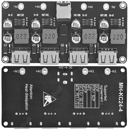 MODUŁ PRZETWORNICA NAPIĘCIA MINI ŁADOWARKA USB Q2.0/QC3.0 PŁYTKA XFW-KC42-4