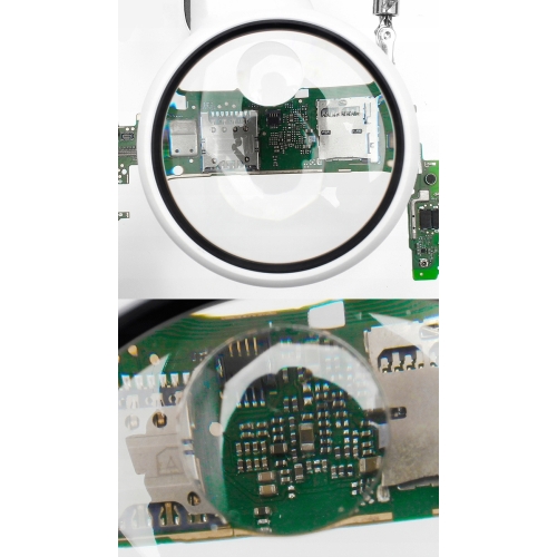TRZECIA RĘKA DO LUTOWANIA RT0180 UCHWYT PCB LUPA 65mm 2x LED UCHWYT KOLBY