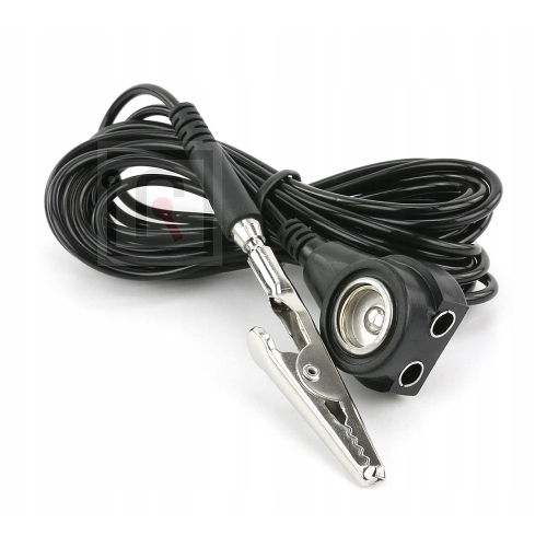 PRZEWÓD KABEL UZIEMIAJĄCY ŁĄCZNIK MAT OPASEK ESD KLIPS UZIEMIENIE 3m v2