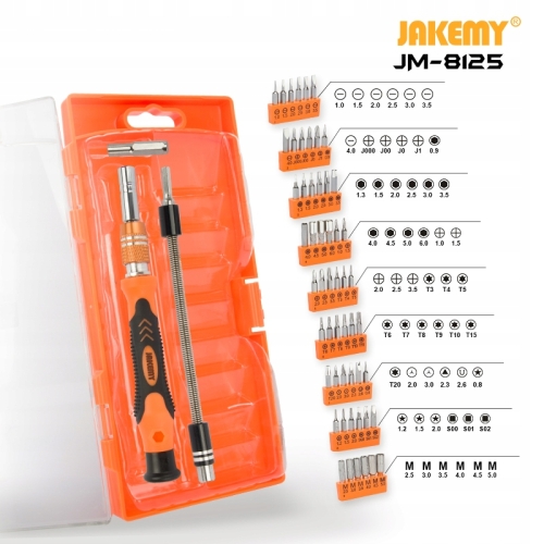 ZESTAW ŚRUBOKRĘTÓW PRECYZYJNYCH BITÓW TORX JAKEMY JM-8125 DO TELEFONÓW 58w1