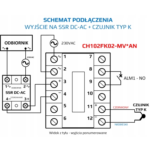 REGULATOR TEMPERATURY STEROWNIK REX C100 CH102 WYJŚCIE SSR + PRZEKAŹNIK 10A