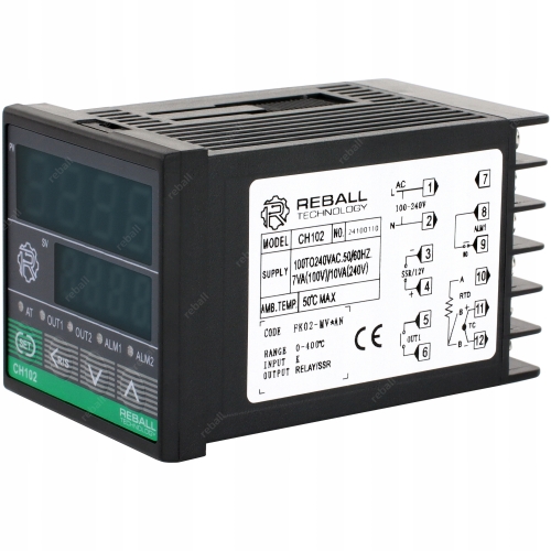 REGULATOR TEMPERATURY STEROWNIK REX C100 CH102 WYJŚCIE SSR + PRZEKAŹNIK 10A