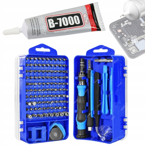 B7000 KLEJ DO WYŚWIETLACZA 50ml + WKRĘTAKI ZESTAW BITÓW WYMIANA SZYBKI LCD