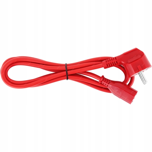 KABEL ZASILAJĄCY DO KOMPUTERA CZERWONY 1,8m SOLIDNY PEWNY CERTYFIKOWANY VDE