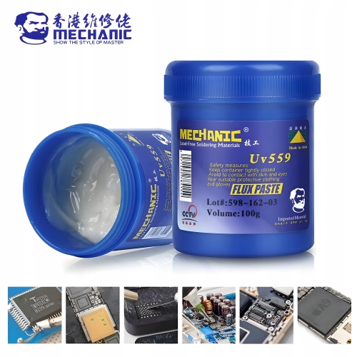 ŚREDNIOAKTYWNY FLUX PASTA LUTOWNICZA TOPNIK BGA SMD MECHANIC UV 559 100g