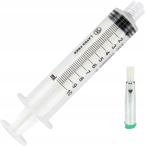 STRZYKAWKA 10ml PĘDZEL Z IGŁĄ DOZOWNICZĄ 18G 4mm